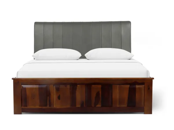 Regal Queen Bed with Grey Leatherite